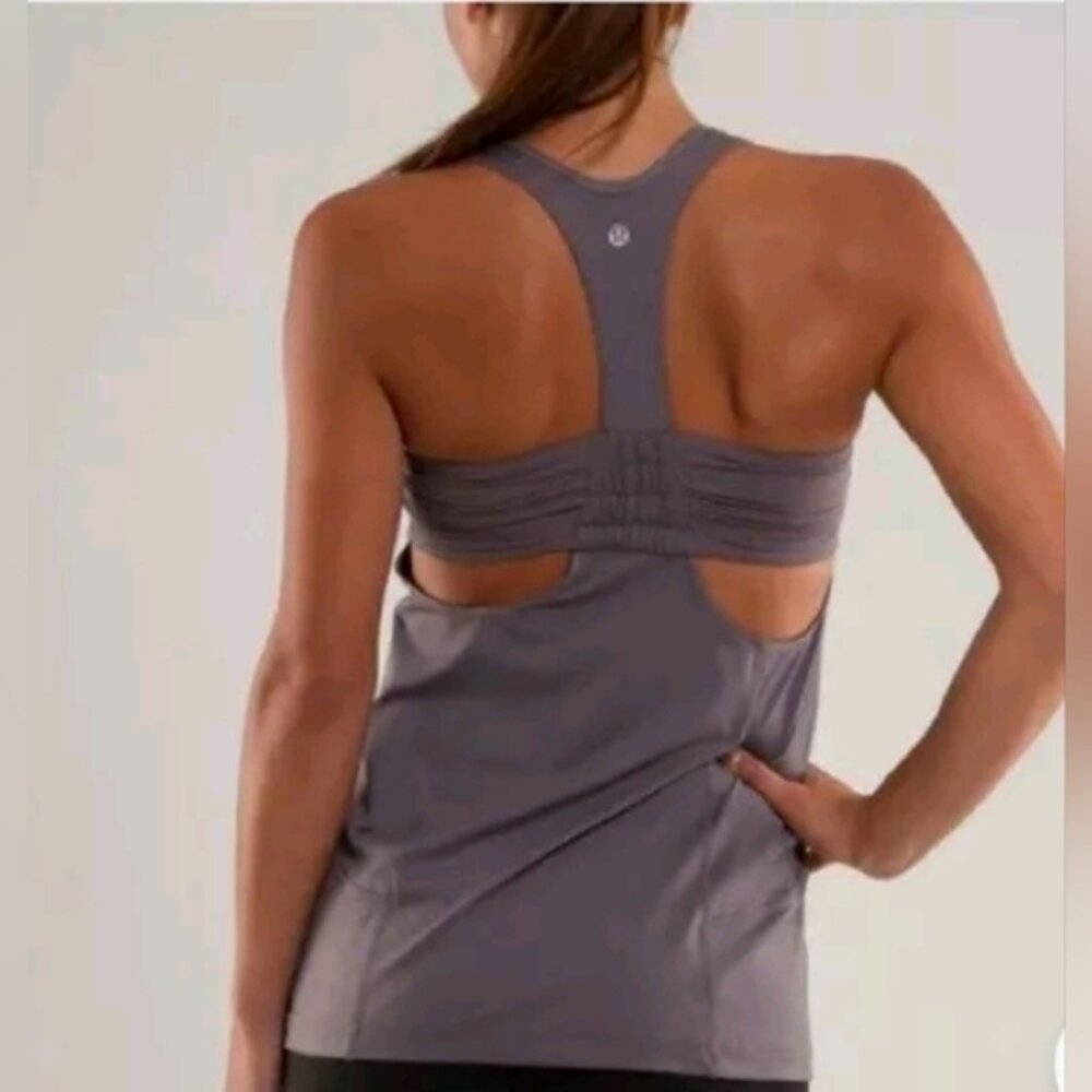 Lululemon Turbo Tank Racerback Cutout Yoga Grey Gray 6